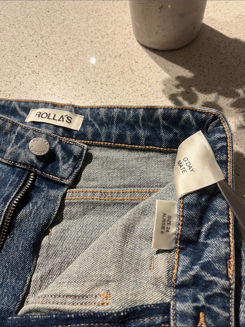 ROLLA’S Sz 24 Original High Rise Straight Jeans with Front Patch Pockets - Picture 13 of 15